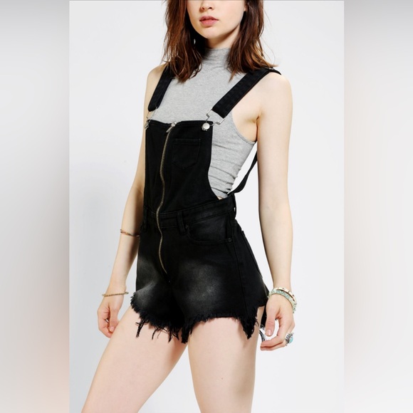 UNIF front zip denim overall shorts - Picture 3 of 7